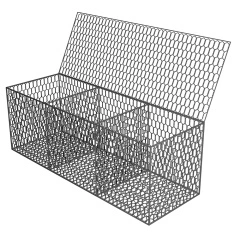 Close-up detail of double-twist hexagonal woven gabion mesh